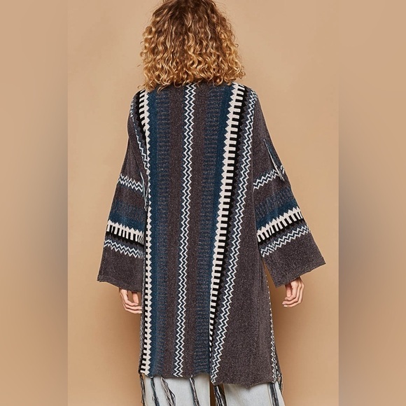 POL Jackets & Blazers - Pol Long Aztec Fringe Beautiful Sweater Coat S